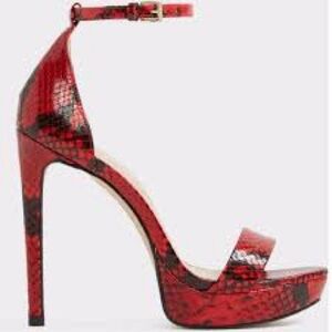 Aldo Red Genuine Leather Snakeskin Heels